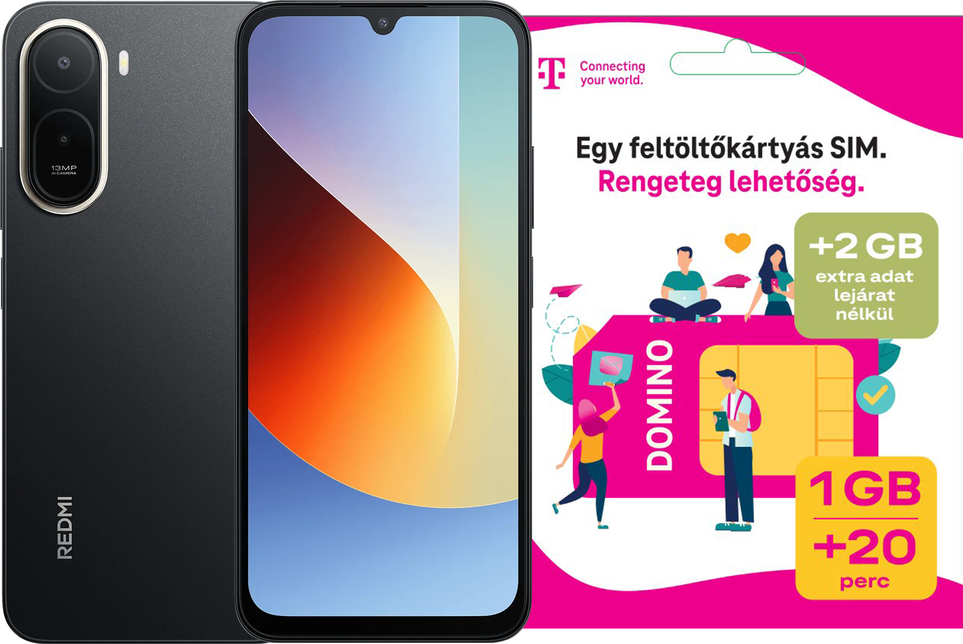 XIAOMI REDMI A7 Pro 4/64 GB Fekete Kártyafüggetlen Okostelefon + Telekom Domino SIM