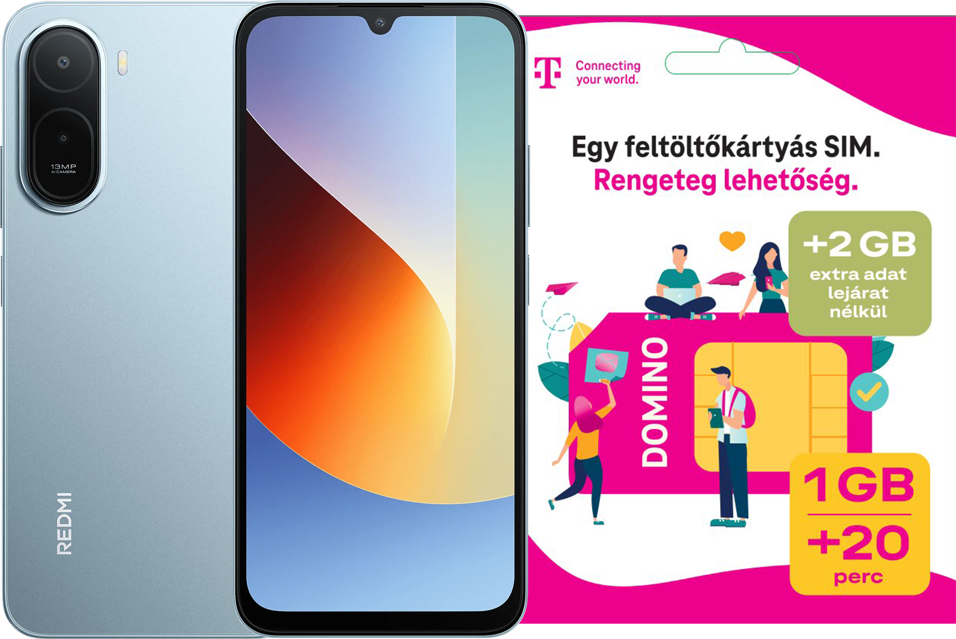 XIAOMI REDMI A7 Pro 4/64 GB Kék Kártyafüggetlen Okostelefon + Telekom Domino SIM