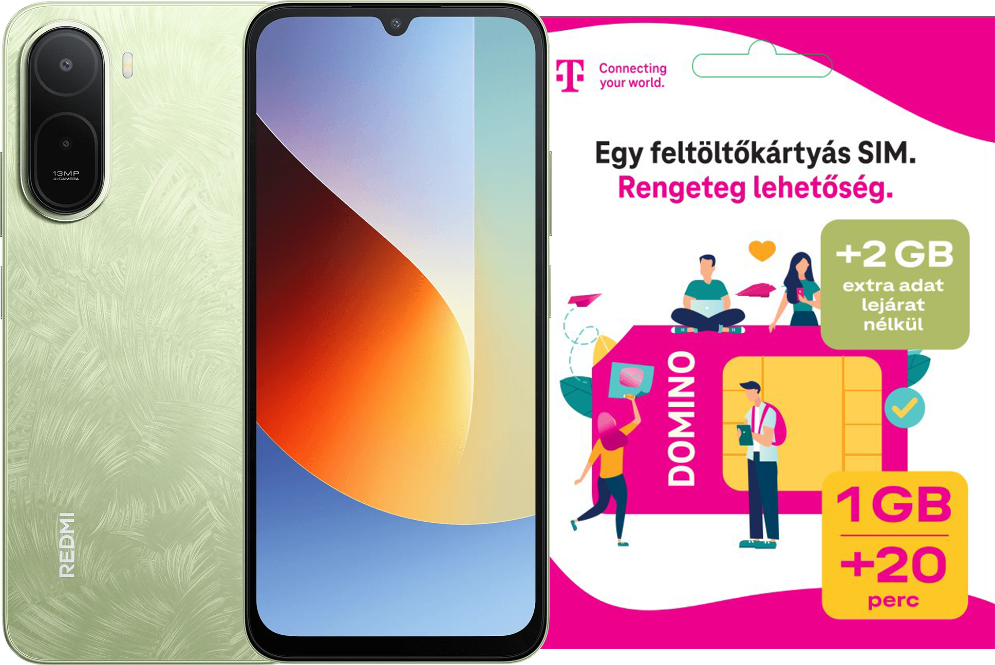 XIAOMI REDMI A7 Pro 4/64 GB Zöld Kártyafüggetlen Okostelefon + Telekom Domino SIM
