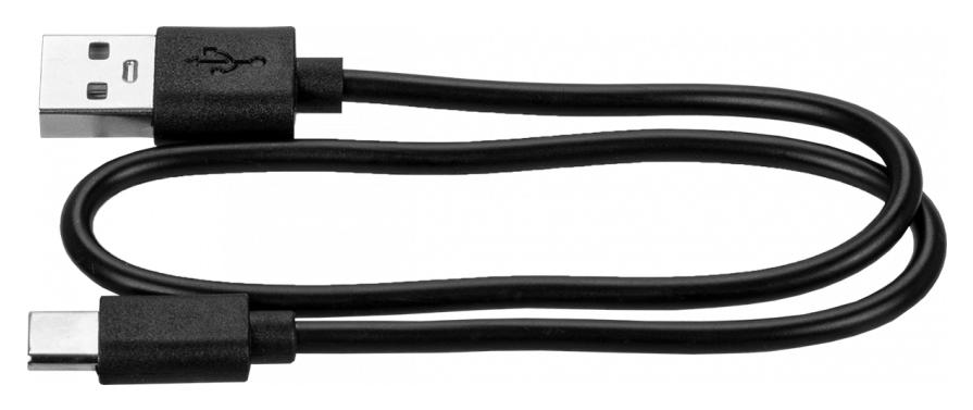 Czarny kabel USB-A do USB-C na czarnym tle.