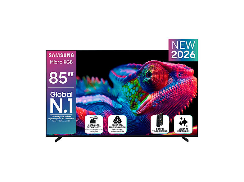 SAMSUNG Micro RGB AI TV 85" MRE85R85HAUXZT, Engine, Color Booster Pro, 4K Upscaling, Motion Xcelerator 144Hz, Dolby Atmos & OTS Lite, Monolith Edge Design, Vision Smart TV, 2026