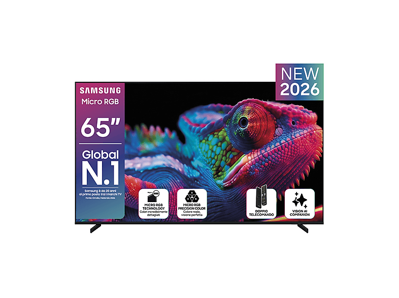 SAMSUNG Micro RGB AI TV 65" MRE65R85HAUXZT, Engine, Color Booster Pro, 4K Upscaling, Motion Xcelerator 144Hz, Dolby Atmos & OTS Lite, Monolith Edge Design, Vision Smart TV, 2026