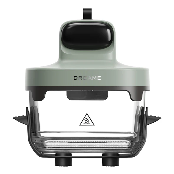Electrodoméstico de cocina Dreame verde con recipiente de vidrio.