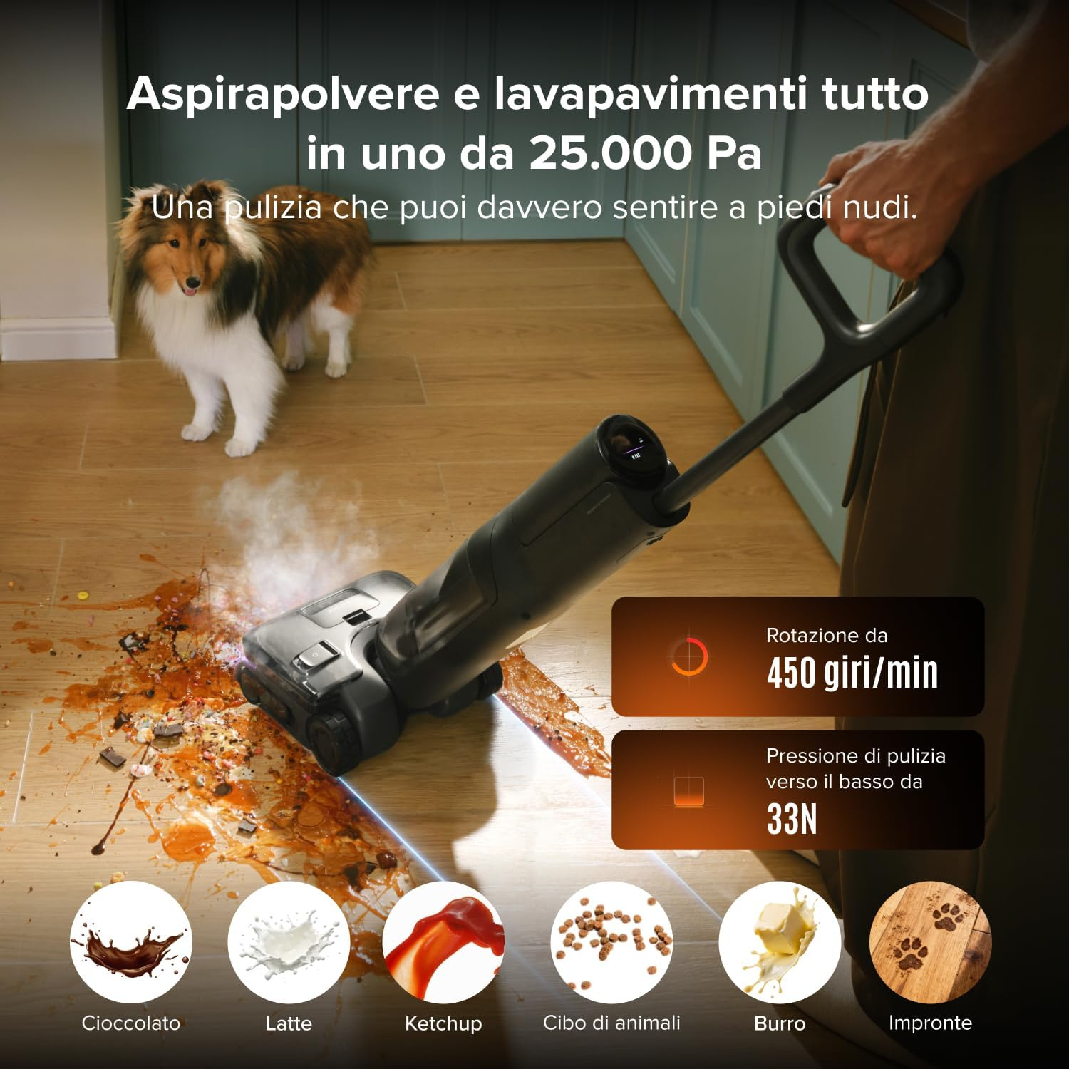 ASPIRAPOLVERE ROBOROCKF25 Steam, Potenza 269 W, Nero