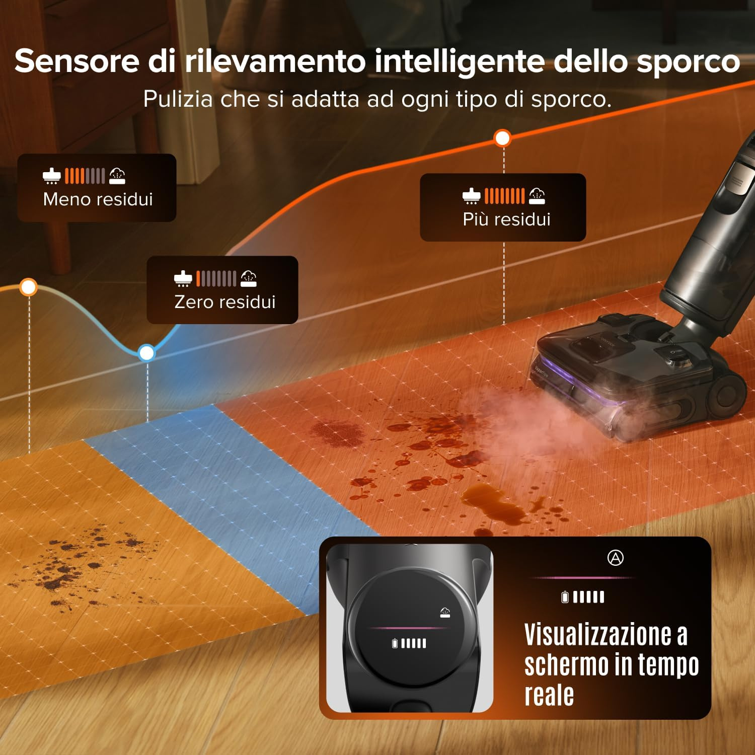 ASPIRAPOLVERE ROBOROCKF25 Steam, Potenza 269 W, Nero