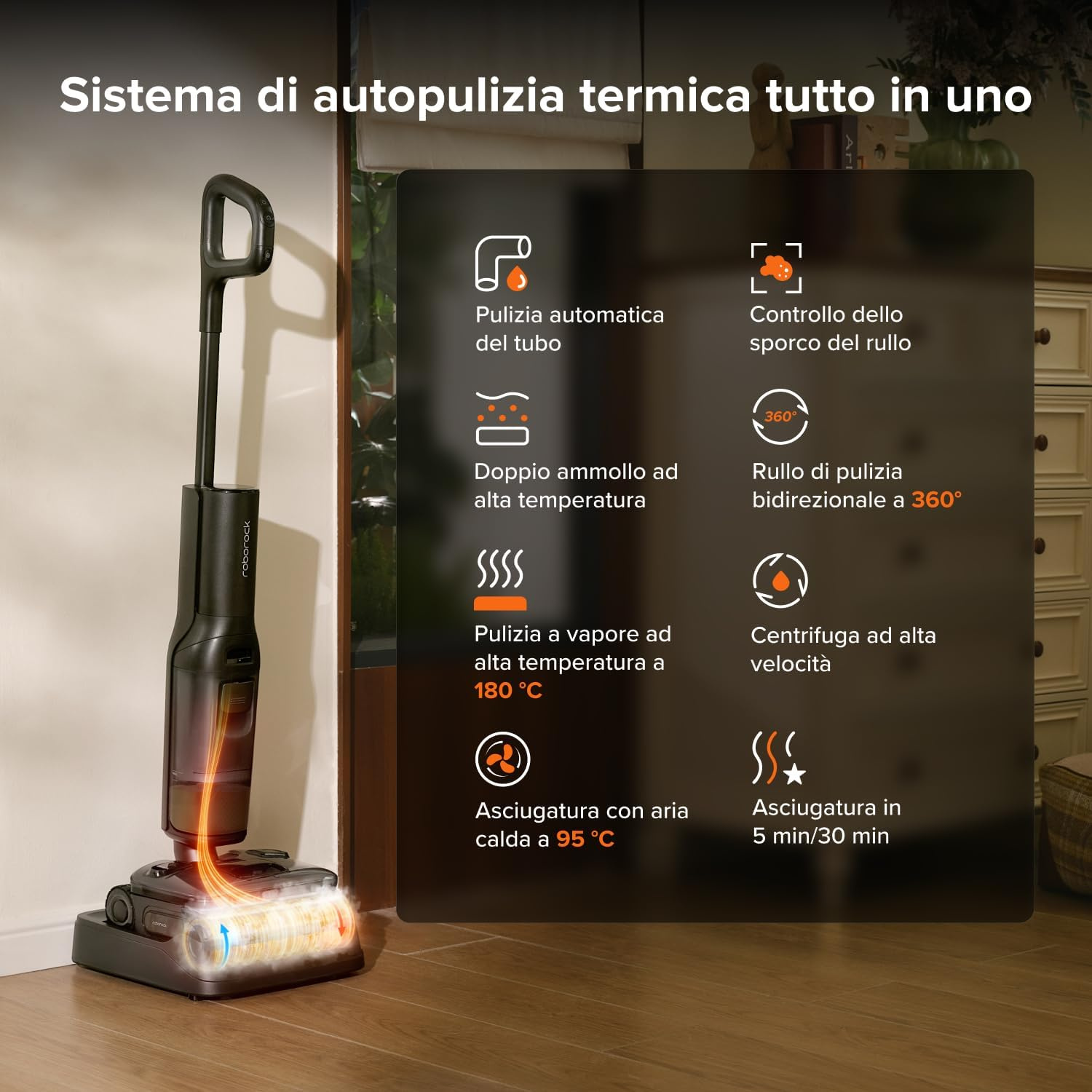 ASPIRAPOLVERE ROBOROCKF25 Steam, Potenza 269 W, Nero