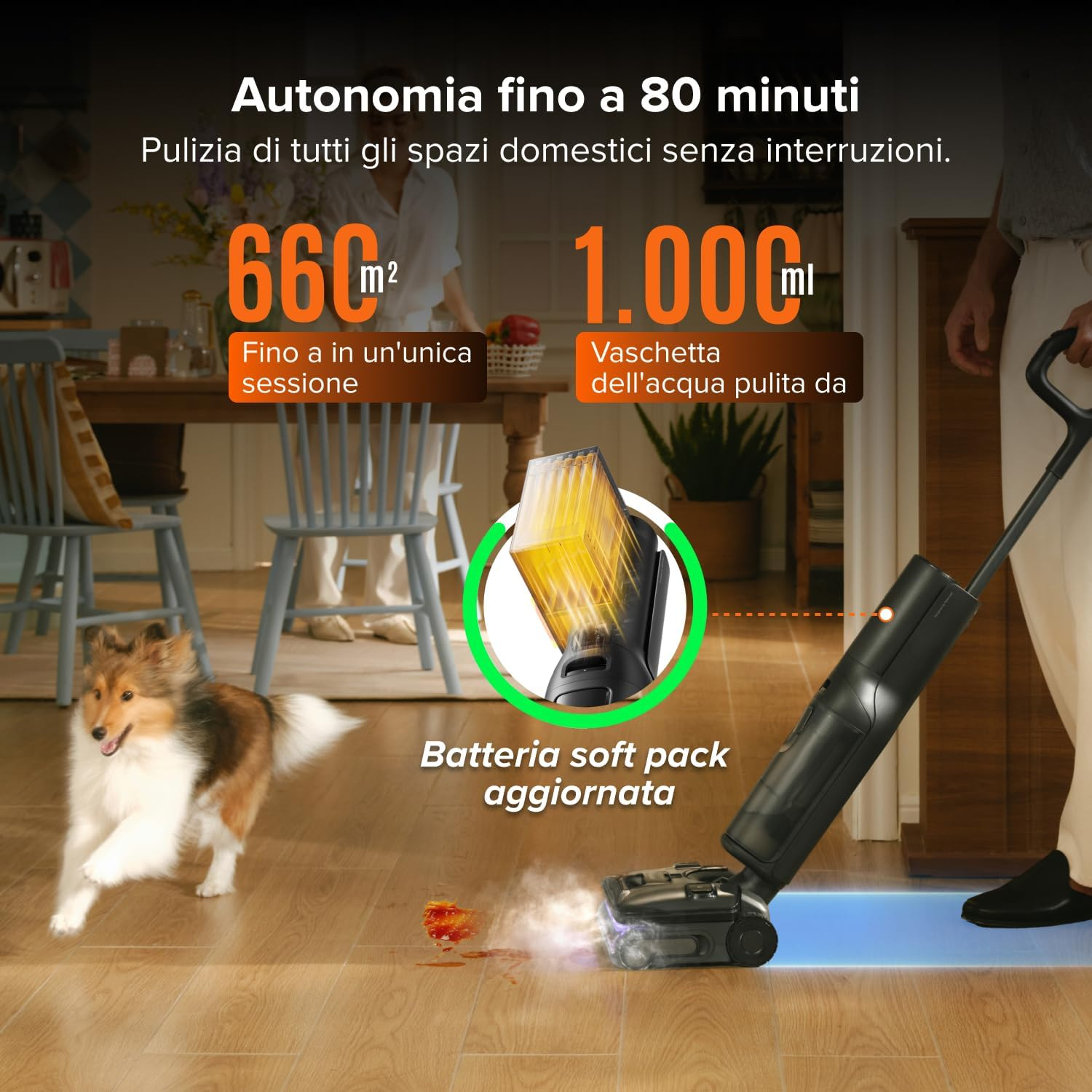 ASPIRAPOLVERE ROBOROCKF25 Steam, Potenza 269 W, Nero