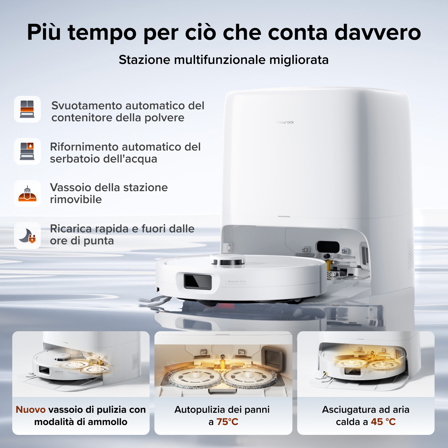 ROBOT ASPIRAPOLVERE ROBOROCK QREVO 2 PROX W        , Potenza 60 W, Lavapavimenti, Autonomia fino a 180 min, Sensore di superficie, Spazzola laterale, Base di carica, Bianco