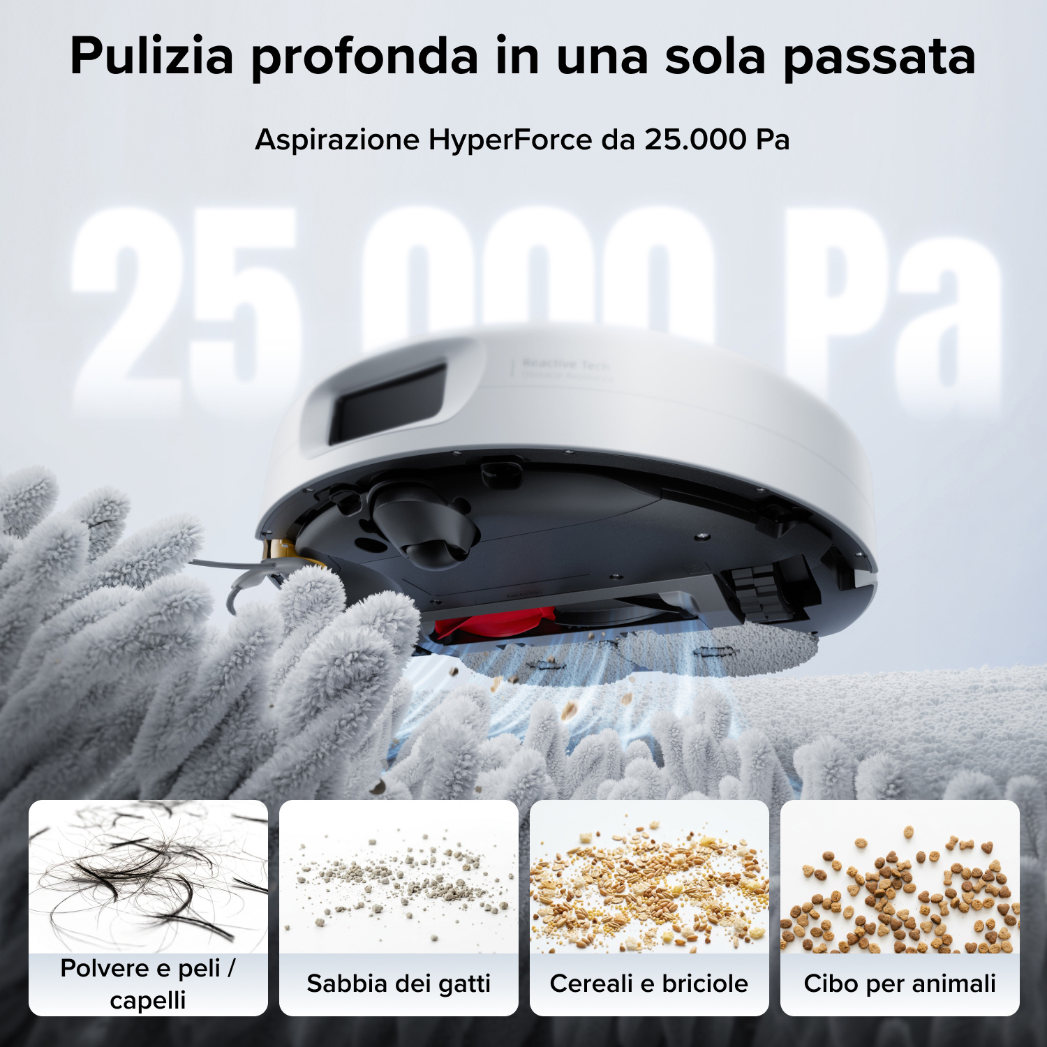 ROBOT ASPIRAPOLVERE ROBOROCK QREVO 2 PROX W        , Potenza 60 W, Lavapavimenti, Autonomia fino a 180 min, Sensore di superficie, Spazzola laterale, Base di carica, Bianco