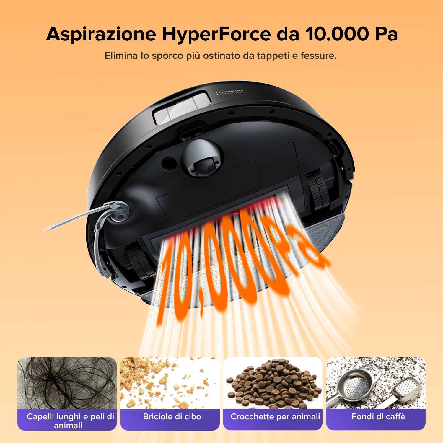 ROBOT ASPIRAPOLVERE ROBOROCK Q10 VF+, Potenza 45 W, Autonomia fino a 150 min, Sensore di superficie, Spazzola laterale, Base di carica, nero
