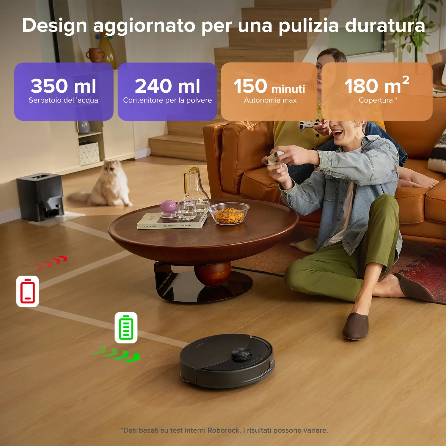 ROBOT ASPIRAPOLVERE ROBOROCK Q10 VF+, Potenza 45 W, Autonomia fino a 150 min, Sensore di superficie, Spazzola laterale, Base di carica, nero