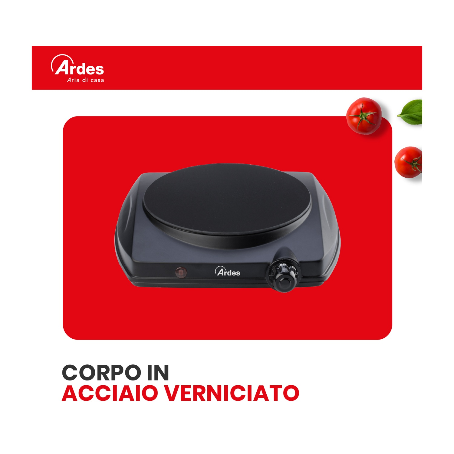 FORNETTO ELETTRICO ARDES FASTO FORNELLO VETROCERAMICA, Assorbimento potenza 1250 W, Zone di cottura 1, Dimensione prima piastra di cottura 192 mm, Nero