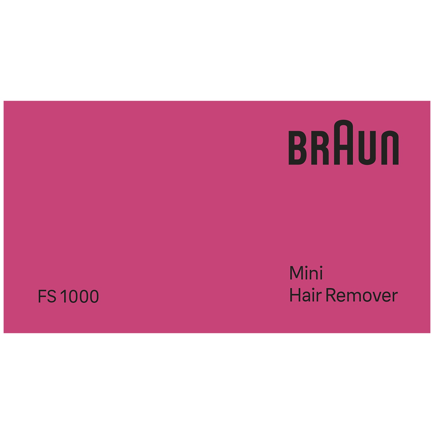 Emballage rose du Braun Mini Hair Remover FS 1000 avec du texte noir.