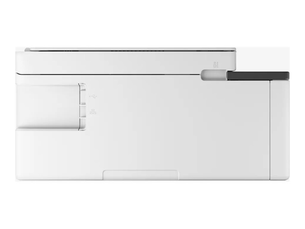 Ein weißer Multifunktionsdrucker von vorne gesehen.