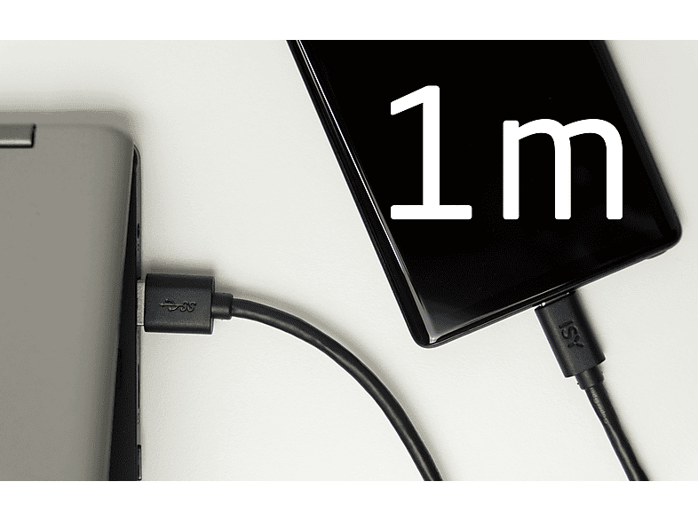 Cable USB a USB-C - ISY IUC 3000, USB-A, Universal, 1 m, 18W, Negro