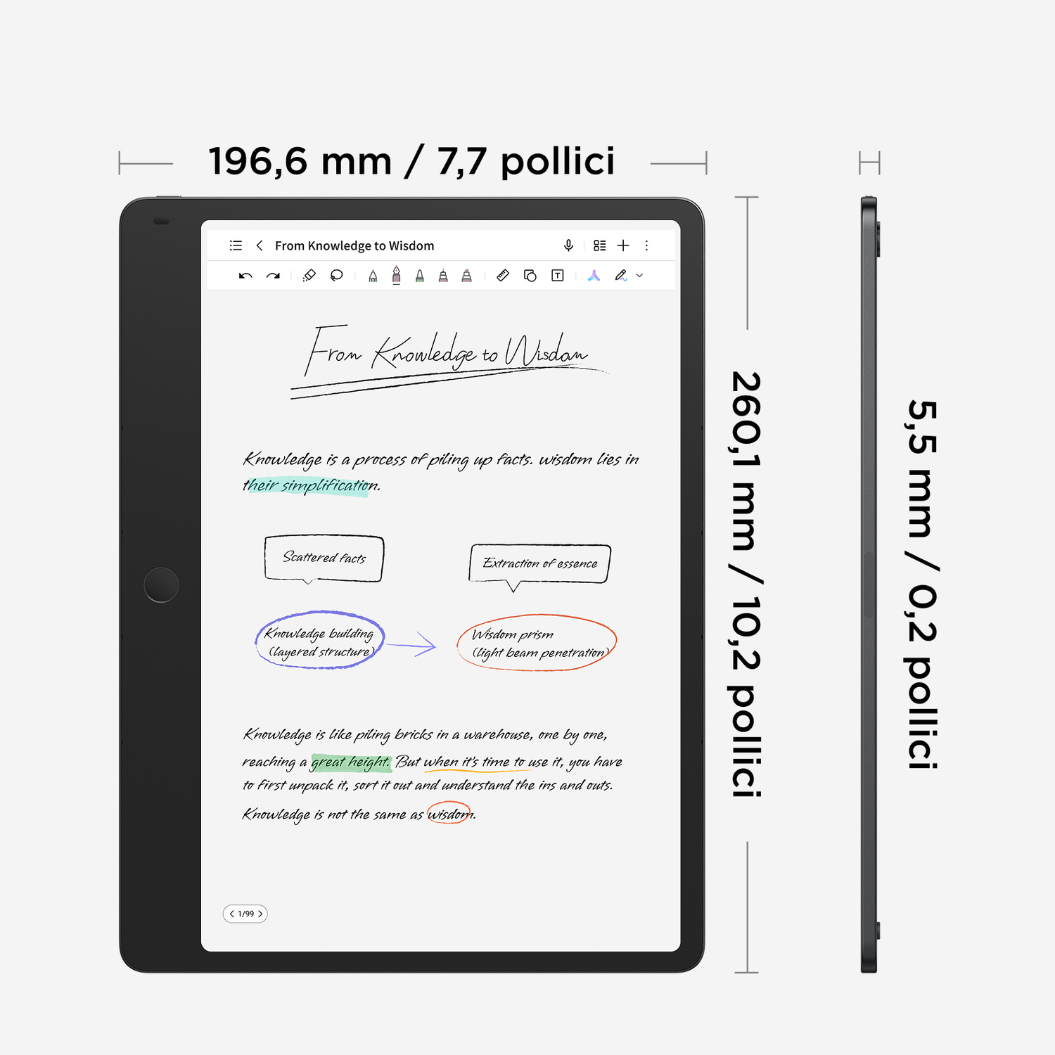 Tablet TCL Note A1 NXTPAPER con T-pen Pro + Flip Case, 256 GB, 11,5 ", Grigio scuro
