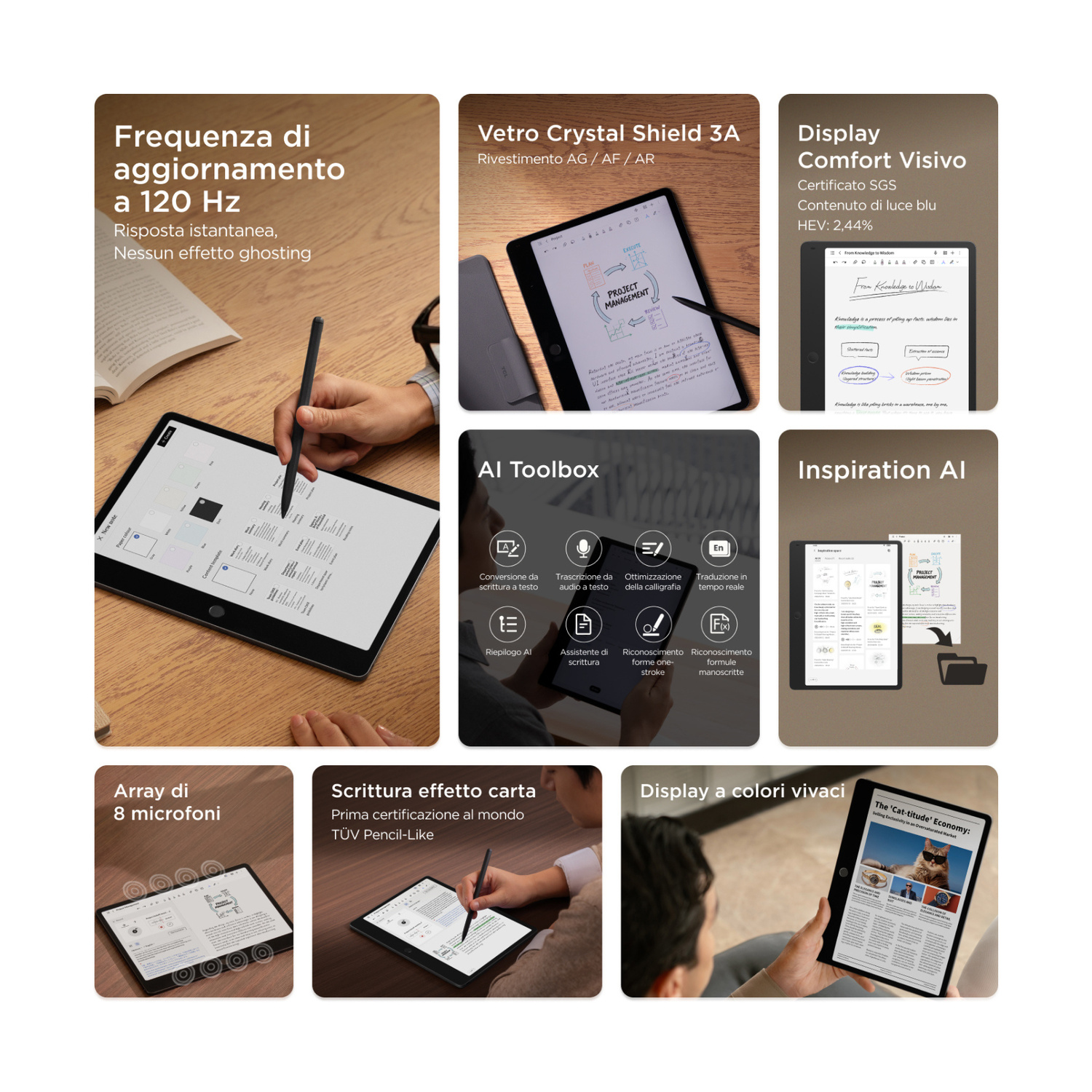 Tablet TCL Note A1 NXTPAPER con T-pen Pro + Flip Case, 256 GB, 11,5 ", Grigio scuro