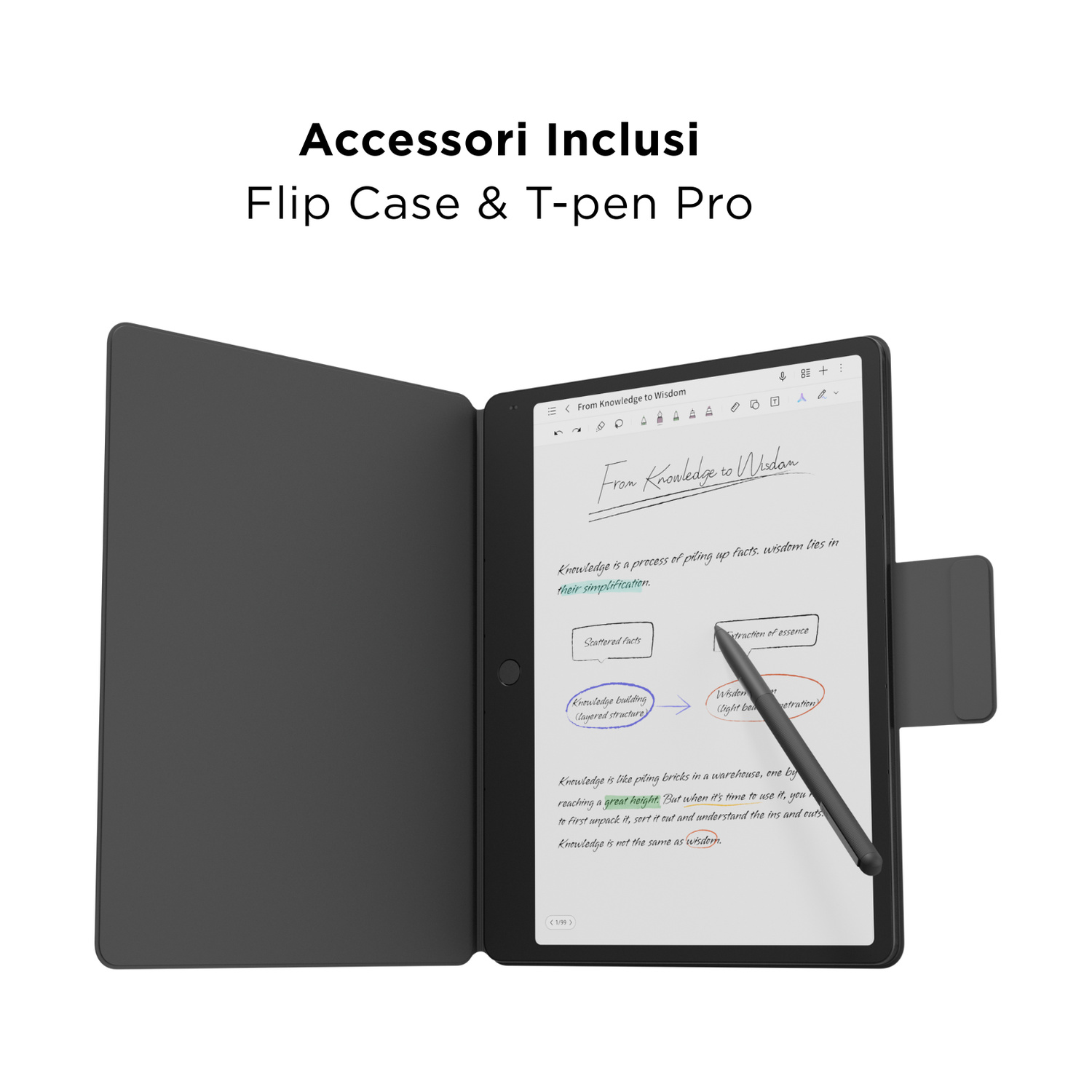 Tablet TCL Note A1 NXTPAPER con T-pen Pro + Flip Case, 256 GB, 11,5 ", Grigio scuro