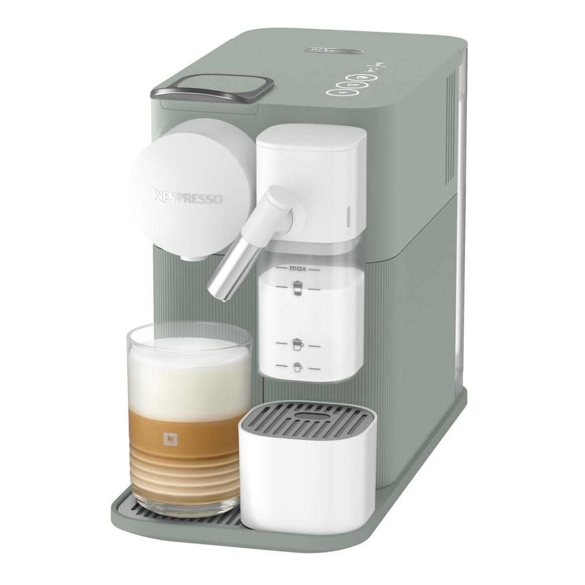 Cafetera de cápsulas - De'Longhi Lattissima One EN510.GR, 19 bar, 1 l, 1450 W, Depósito de leche, Apagado automático, Verde
