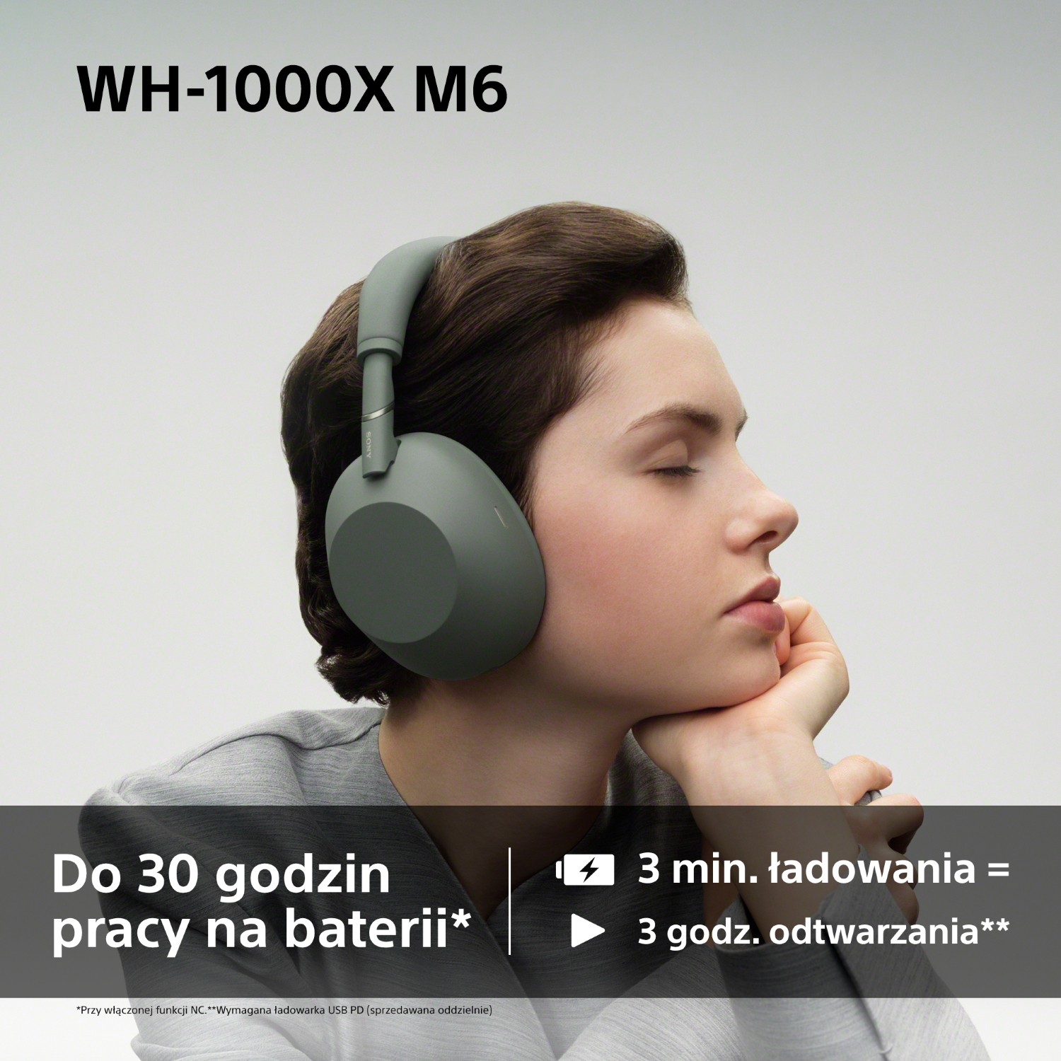 Słuchawki bezprzewodowe SONY WH-1000XM6 ANC Oliwkowy