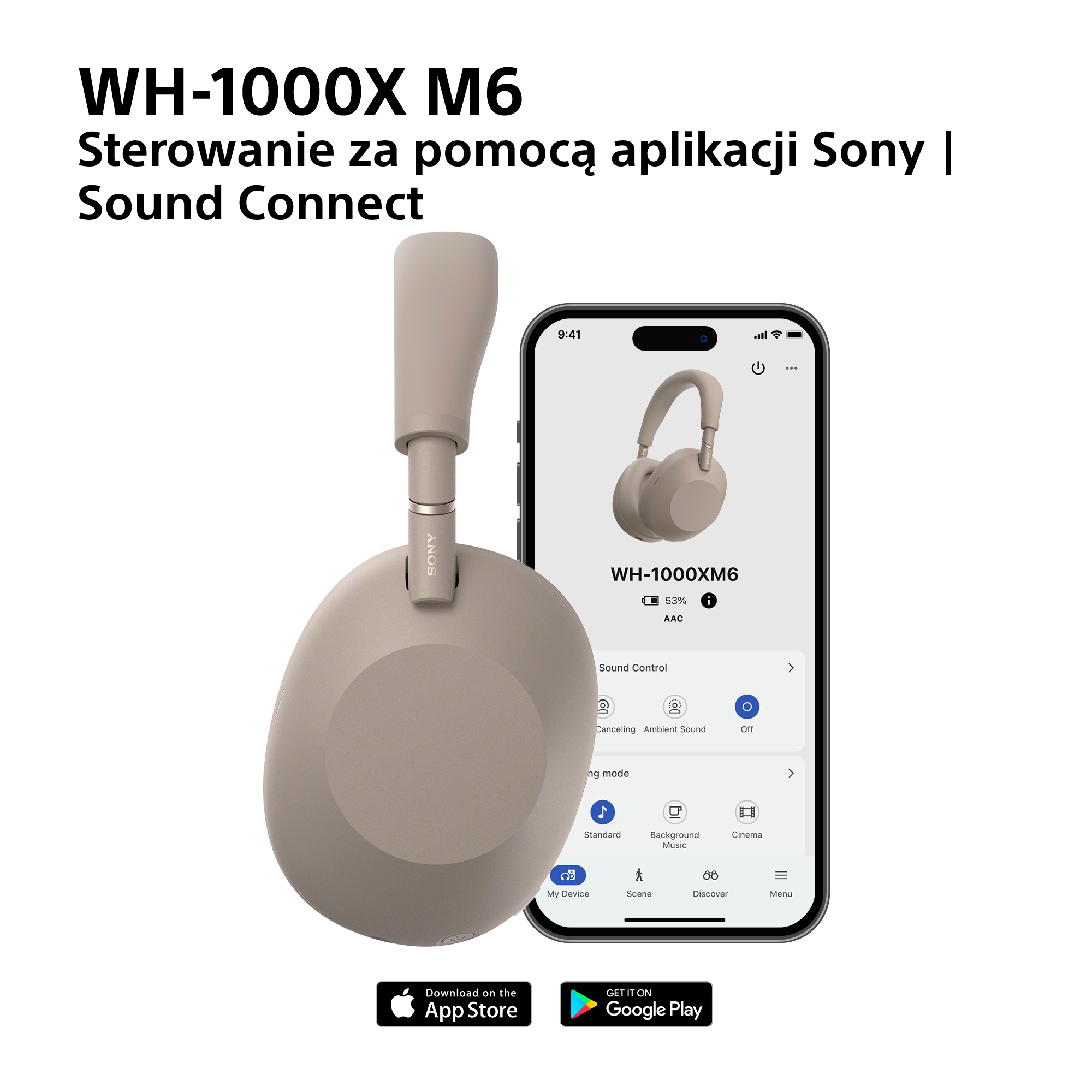 Słuchawki bezprzewodowe SONY WH-1000XM6 ANC Piaskowy