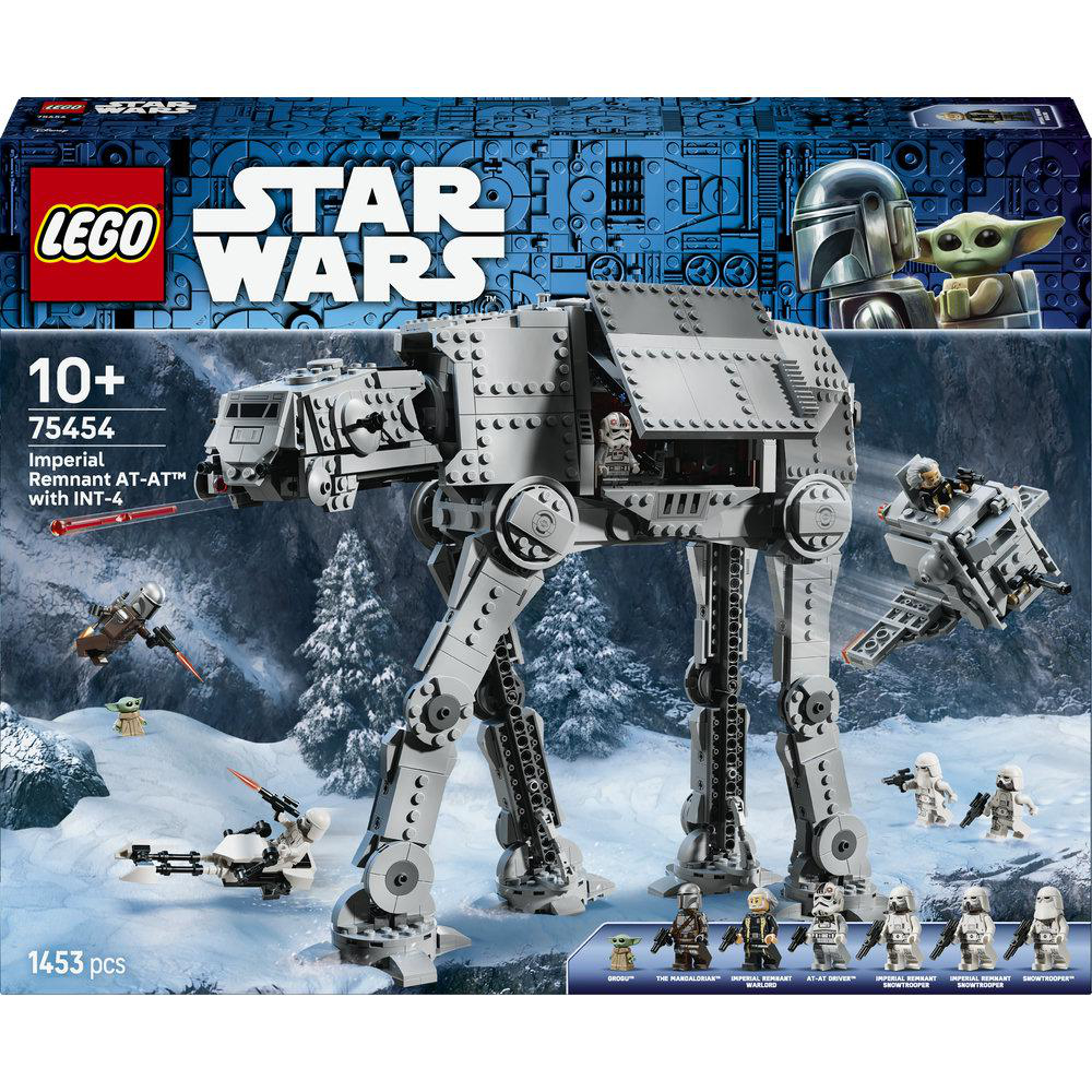 Lego Star Wars Set 75454 Imperiales AT-AT mit schneebedecktem Hintergrund.