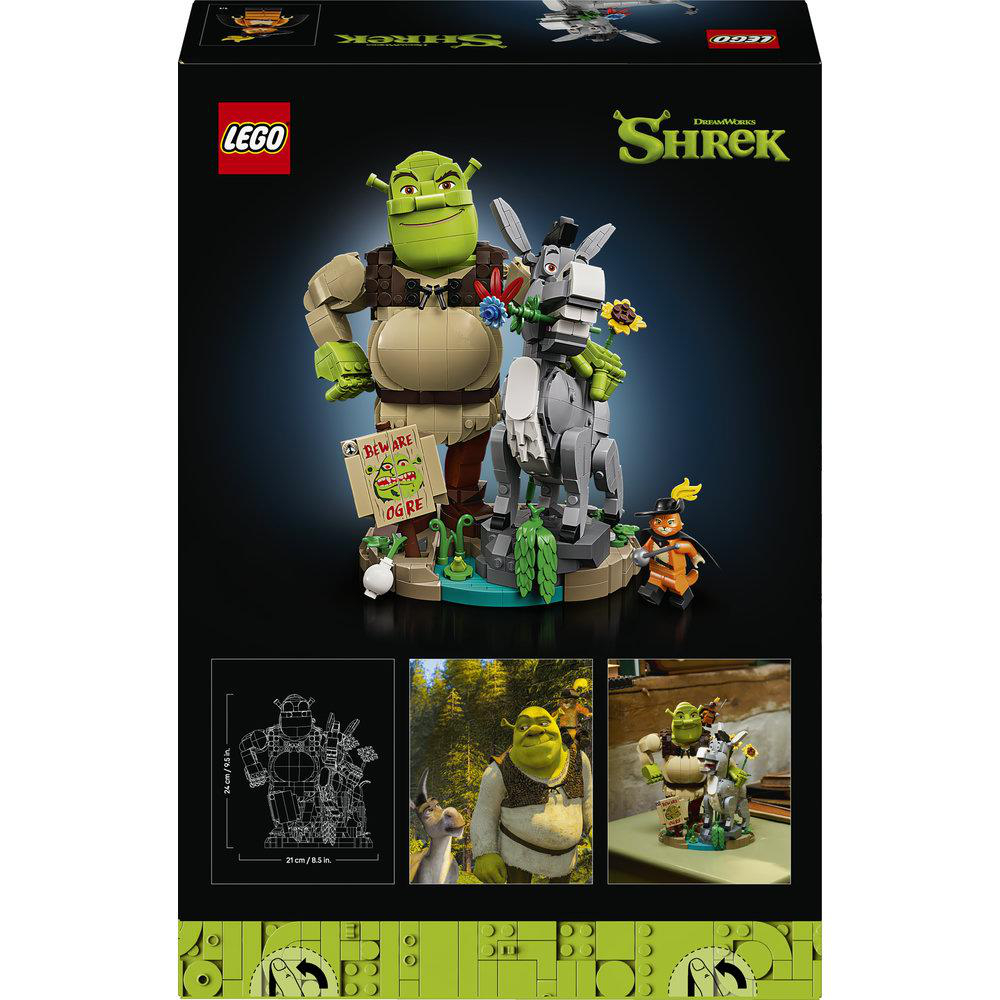 Lego Schreck-Set mit Shrek, Esel, Kater und Schild.