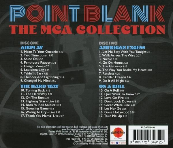 Rückseite von Point Blank The MCA Collection mit Tracklisten für zwei Discs, Strichcode und Copyright.
