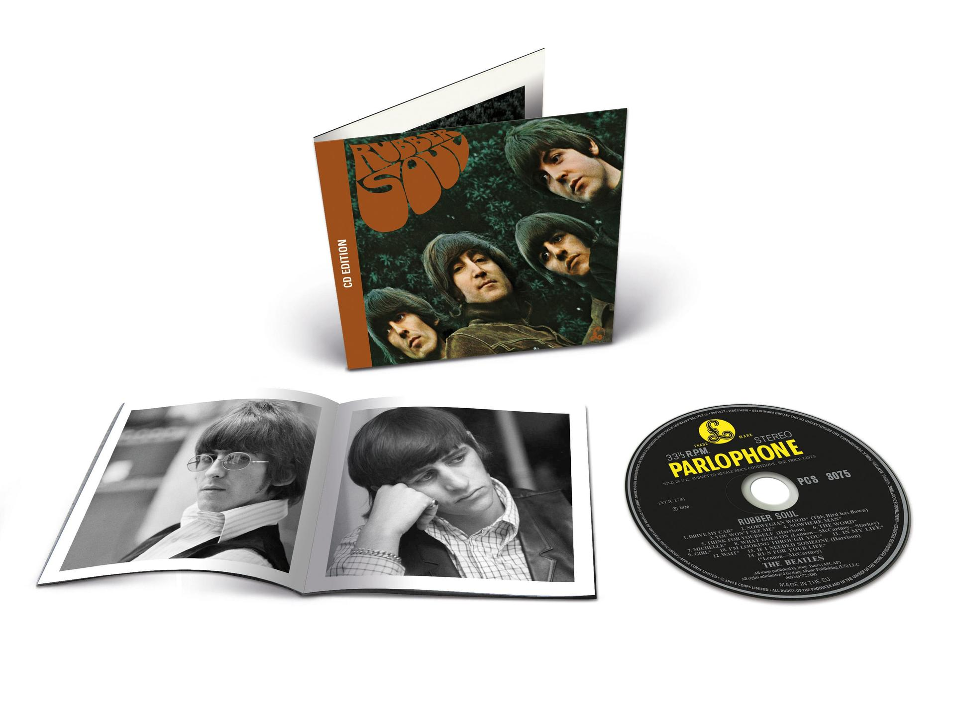 Das Beatles 'Rubber Soul' CD-Album mit Cover, Booklet und Disc.