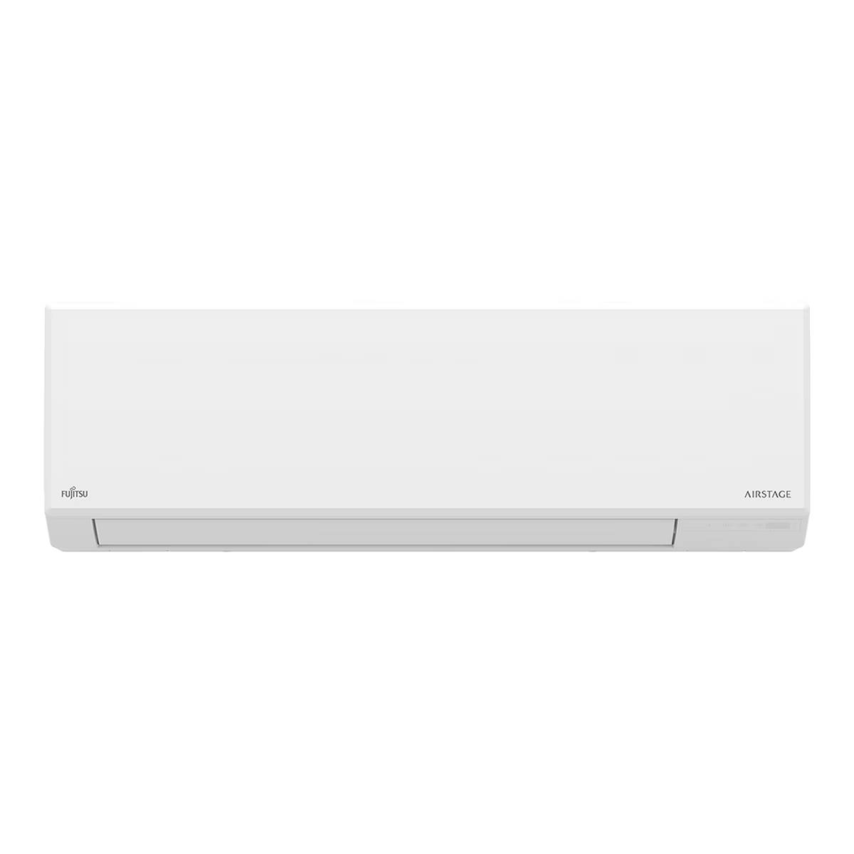 Unidad de aire acondicionado blanca Fujitsu Airstage montada en una pared.