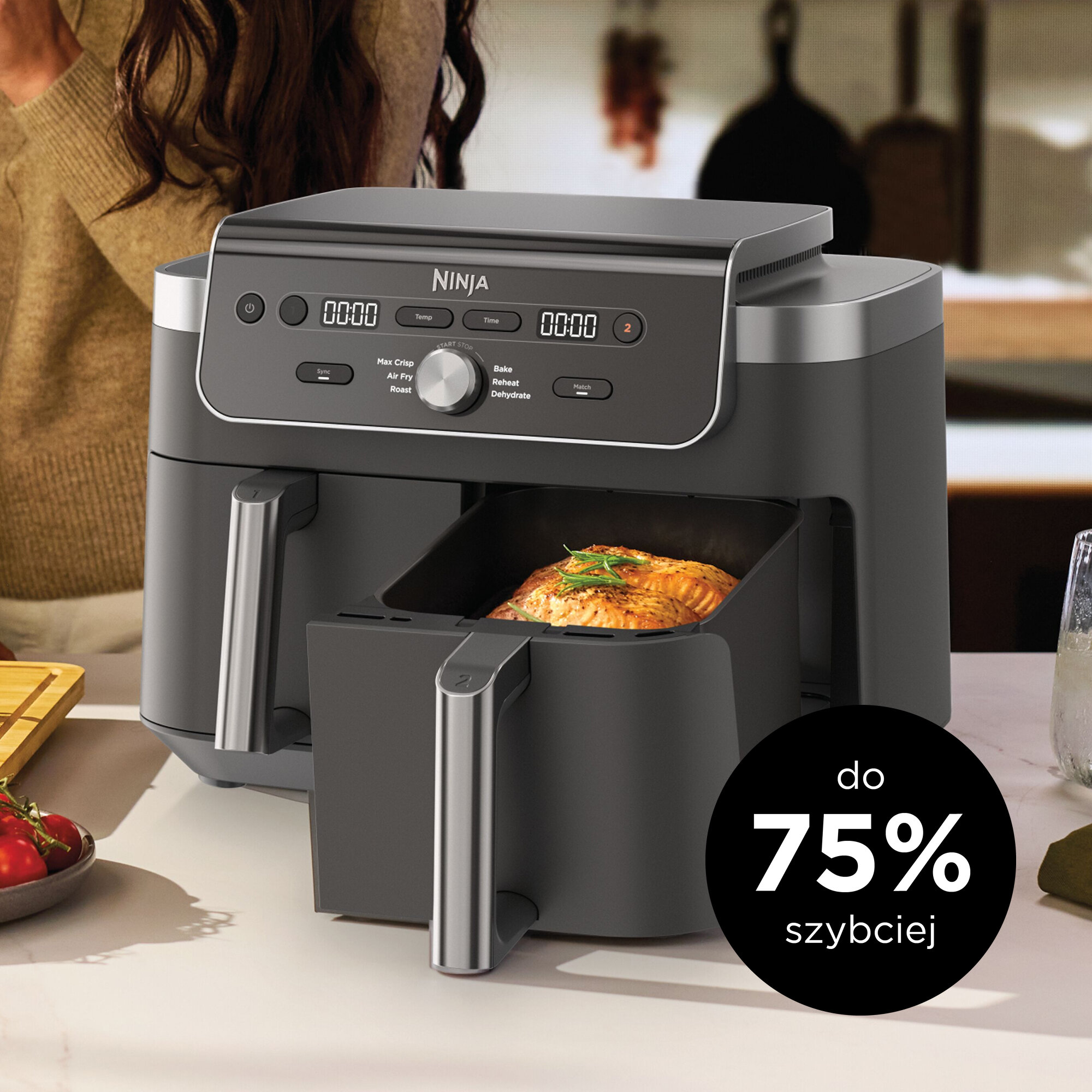 Frytkownica Air fryer NINJA DZ901EU 9,5 l z podwójnym koszem Czarny