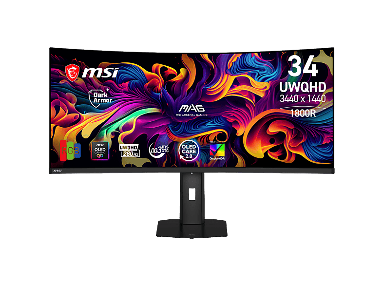 MSI MAG 341CQP X28 34 UWQHD 280Hz Curved QD-OLED Gaming Monitor