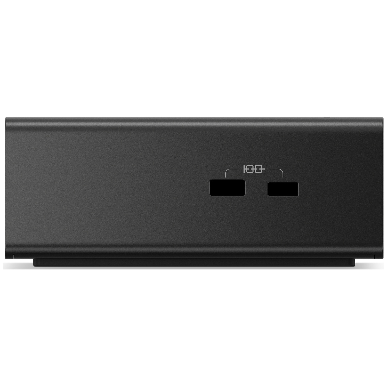 Appareil électronique noir avec deux ports USB-C à l'avant.
