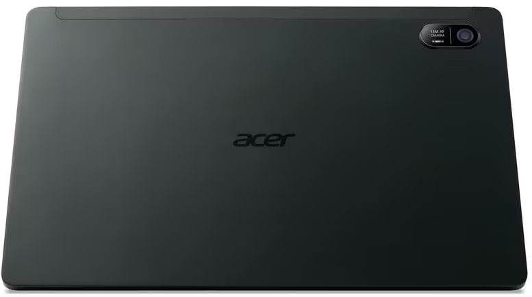 Fekete Acer táblagép hátoldala jobb felső sarokban lévő kamerasoronnal.