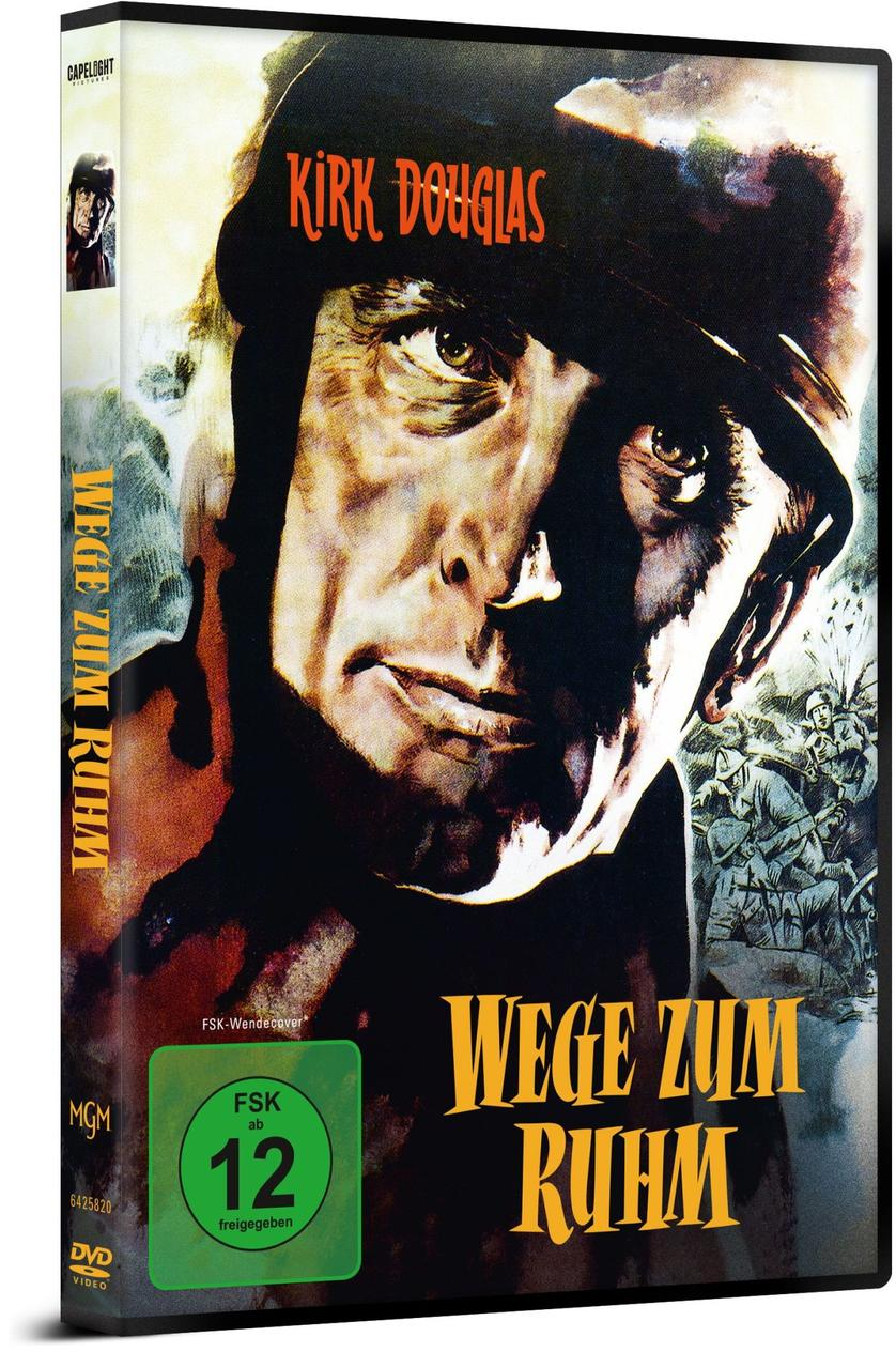 DVD-Cover des Films 'Wege zum Ruhm' mit dem Porträt von Kirk Douglas im Helm.