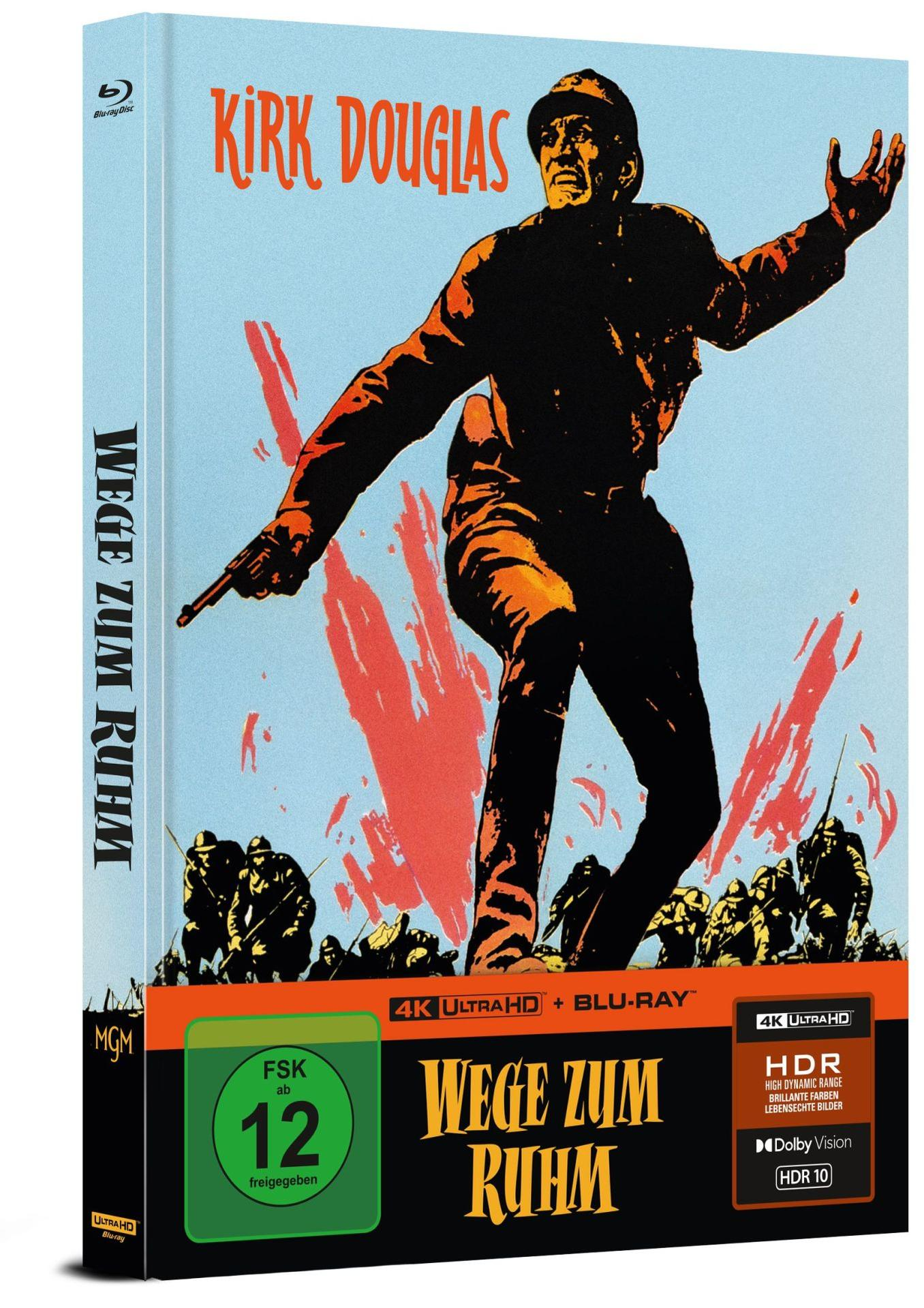 Blu-ray-Cover für Wege zum Ruhm mit Kirk Douglas und einer Kampfszene.