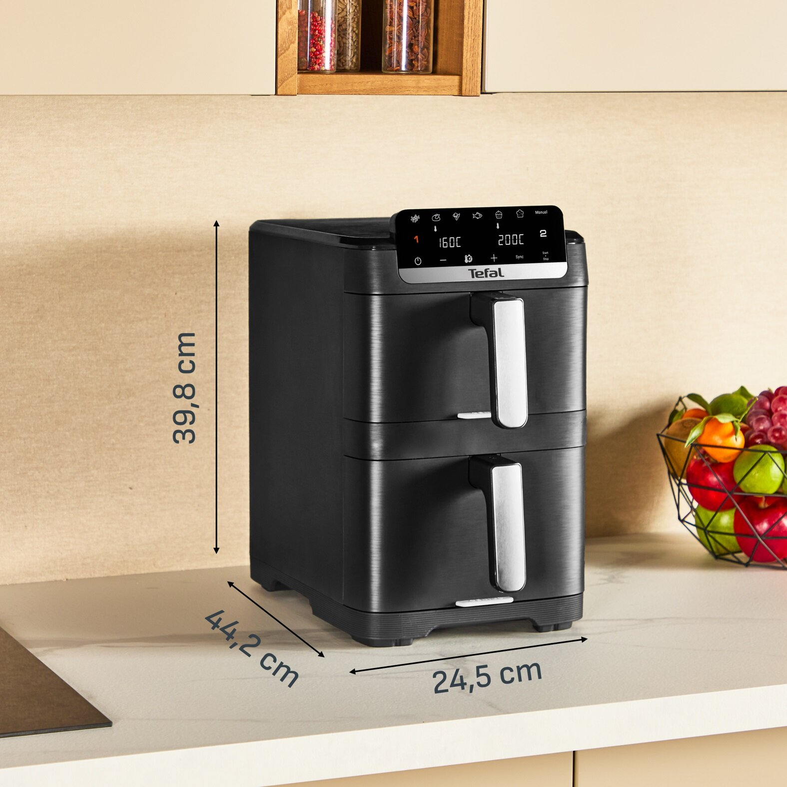 Frytkownica Air fryer TEFAL Easy Fry Stack EY7568E0 Czarny