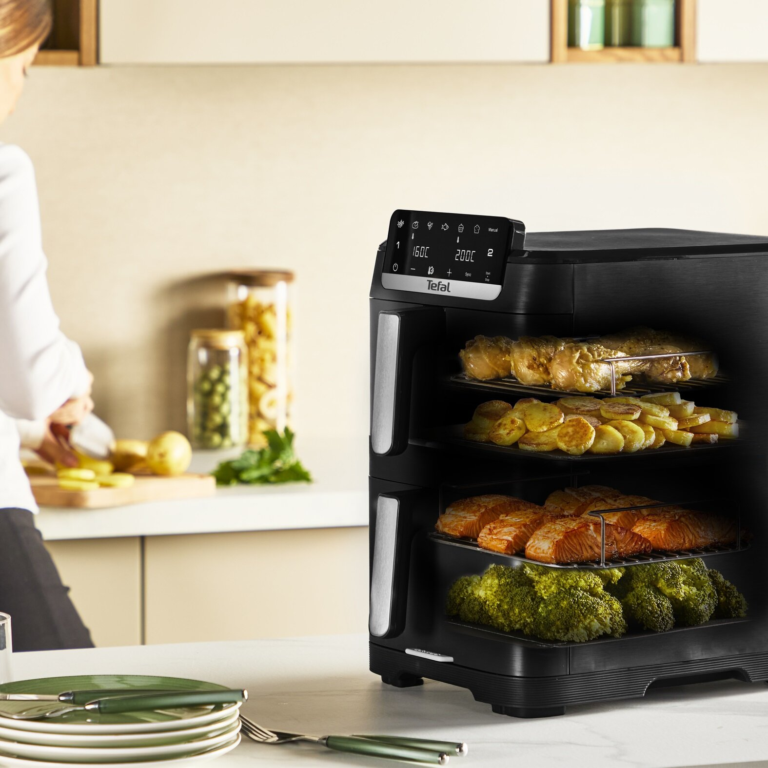Frytkownica Air fryer TEFAL Easy Fry Stack EY7568E0 Czarny