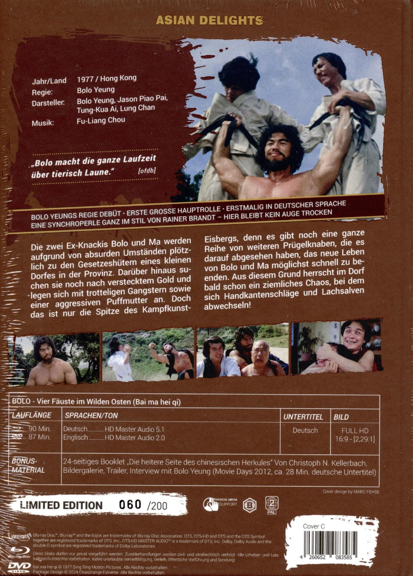 Rückseite einer Martial-Arts-Blu-ray mit Kampfszenen, Texten und Technischen Daten.