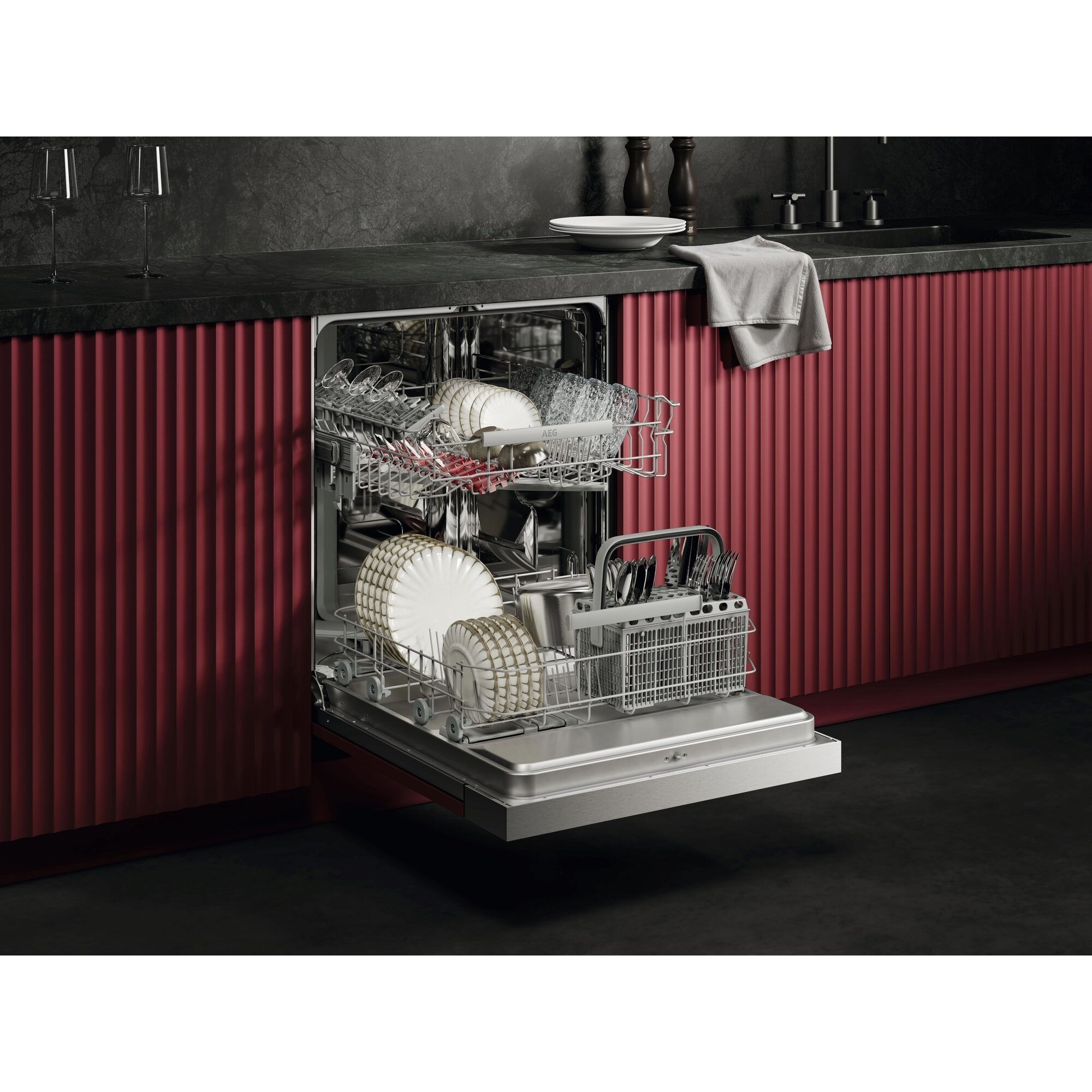 AEG GT620B2SCM 6000 Geschirrspüler (integrierbar, Besteckkorb, 596 mm breit, 44 dB(A), B, Antifinger Edelstahl-Beschichtung)