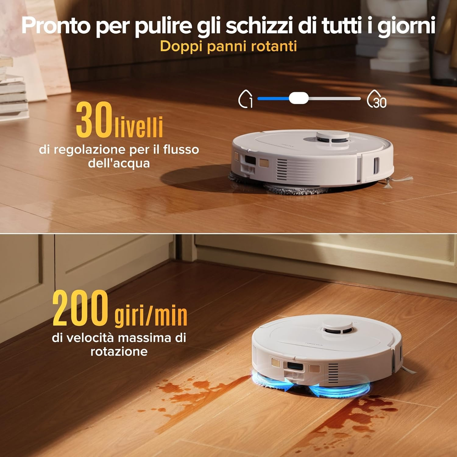 ROBOT ASPIRAPOLVERE ROBOROCK QREVO S PROX W        , Potenza 60 W, Lavapavimenti, Autonomia fino a 180 min, Sensore di superficie, Spazzola laterale, Base di carica, Bianco