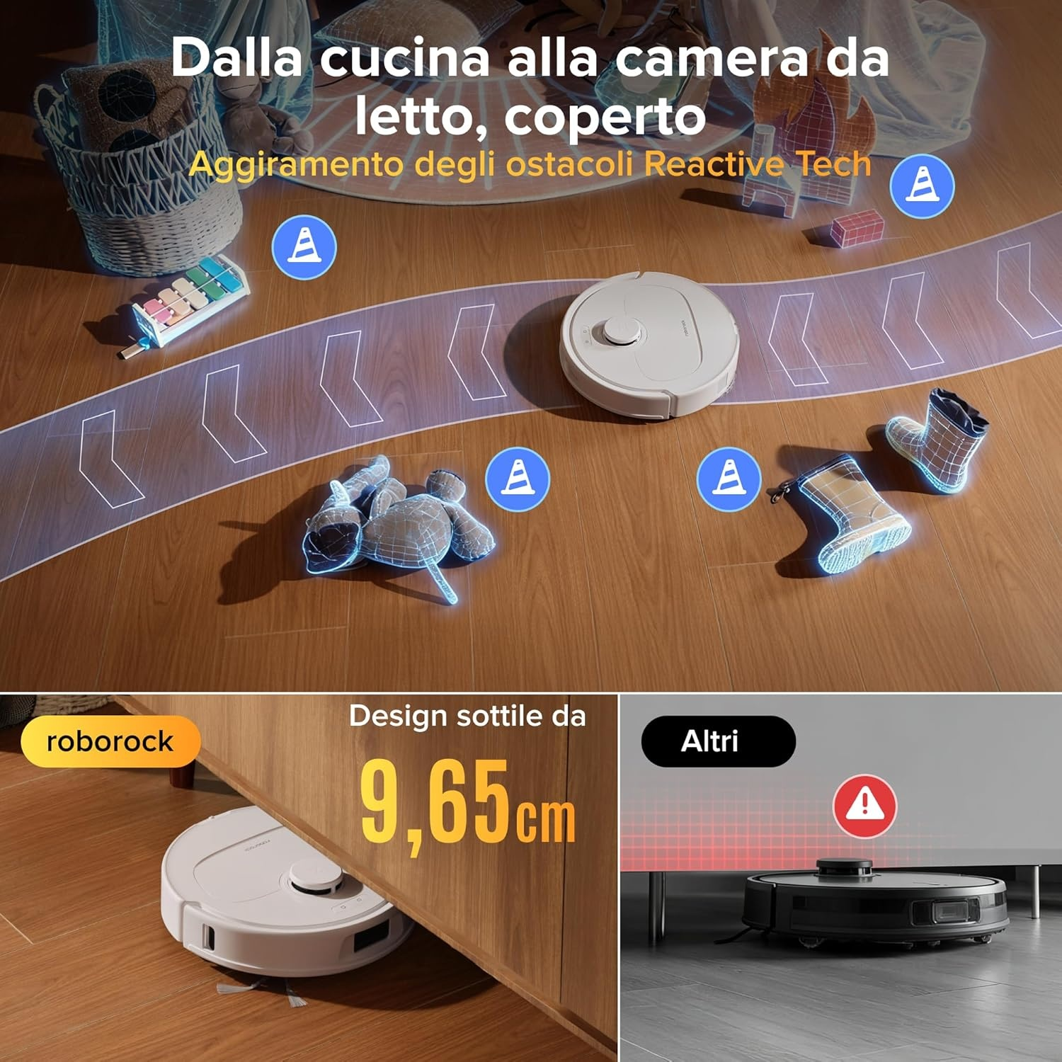 ROBOT ASPIRAPOLVERE ROBOROCK QREVO S PROX W        , Potenza 60 W, Lavapavimenti, Autonomia fino a 180 min, Sensore di superficie, Spazzola laterale, Base di carica, Bianco