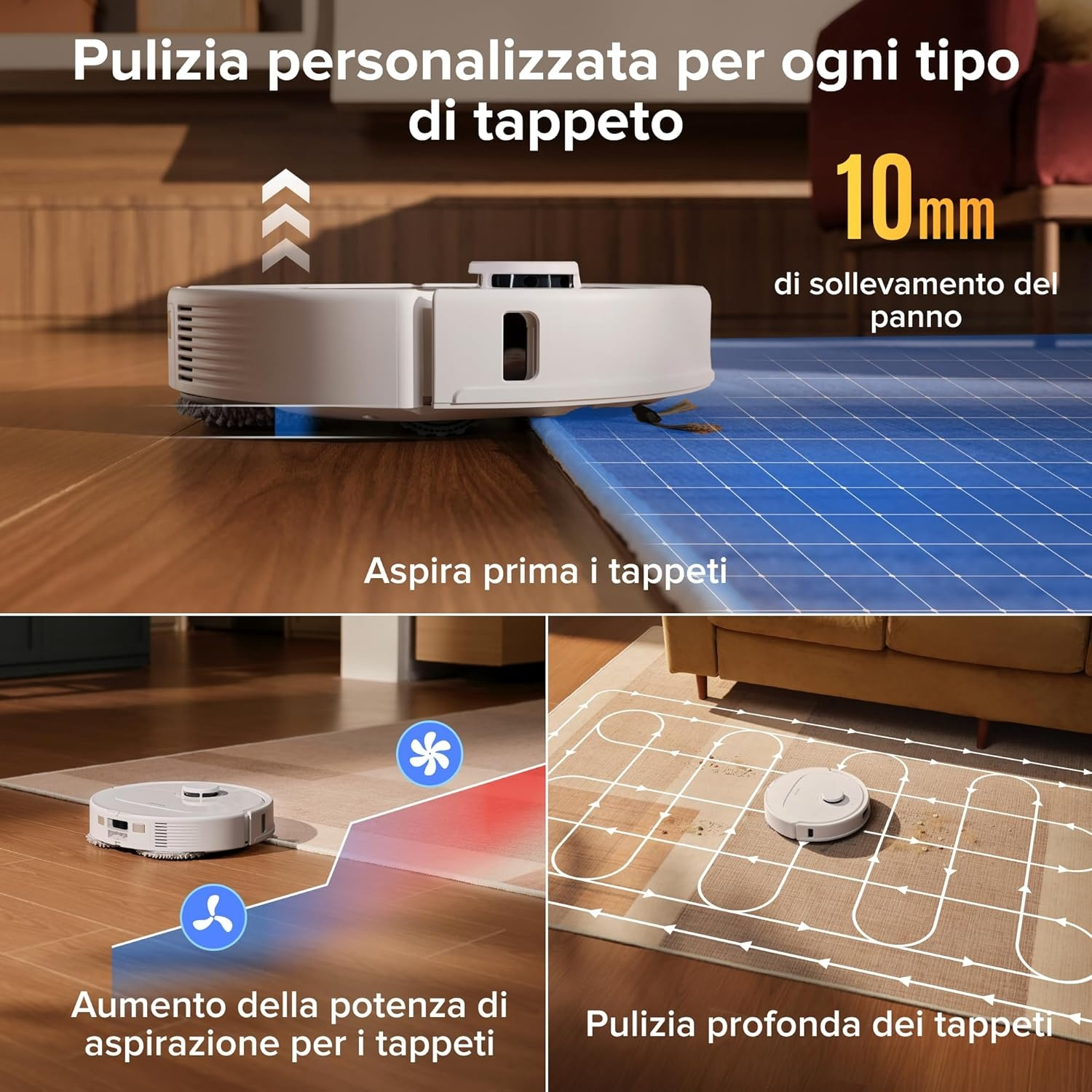 ROBOT ASPIRAPOLVERE ROBOROCK QREVO S PROX W        , Potenza 60 W, Lavapavimenti, Autonomia fino a 180 min, Sensore di superficie, Spazzola laterale, Base di carica, Bianco