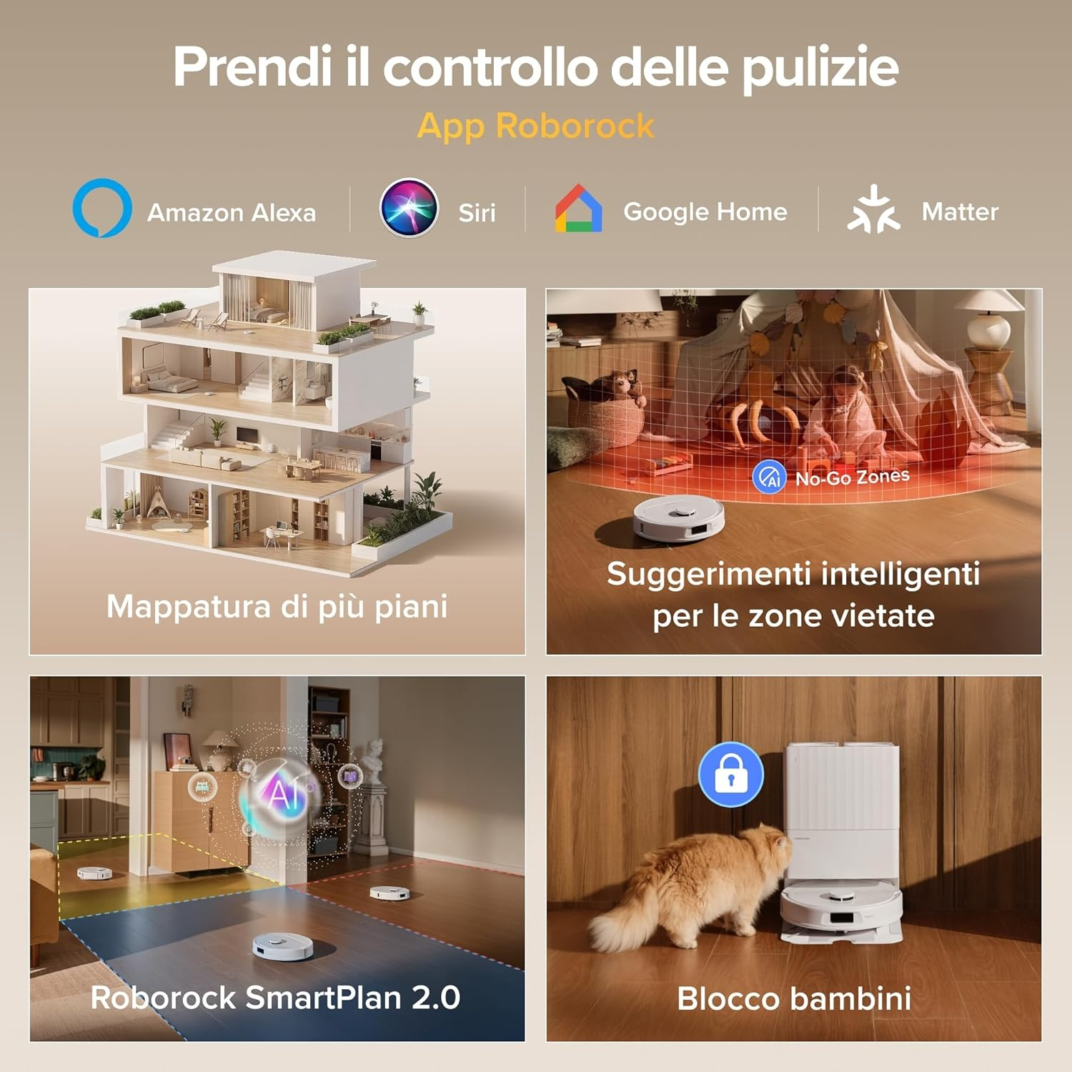 ROBOT ASPIRAPOLVERE ROBOROCK QREVO S PROX W        , Potenza 60 W, Lavapavimenti, Autonomia fino a 180 min, Sensore di superficie, Spazzola laterale, Base di carica, Bianco