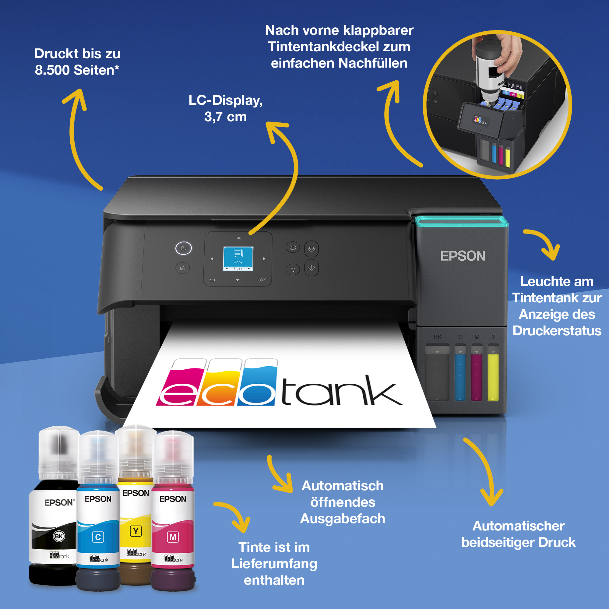 EPSON EcoTank ET-2951 Multifunktionsdrucker, Schwarz