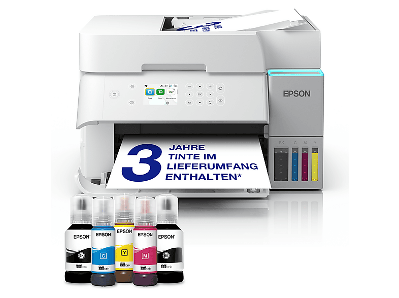 EPSON EcoTank ET-3956 Multifunktionsdrucker, WLAN, Duplexeinheit (für beidseitigen Druck), A4, A5, A6, Weiß — Foto 3 von 5