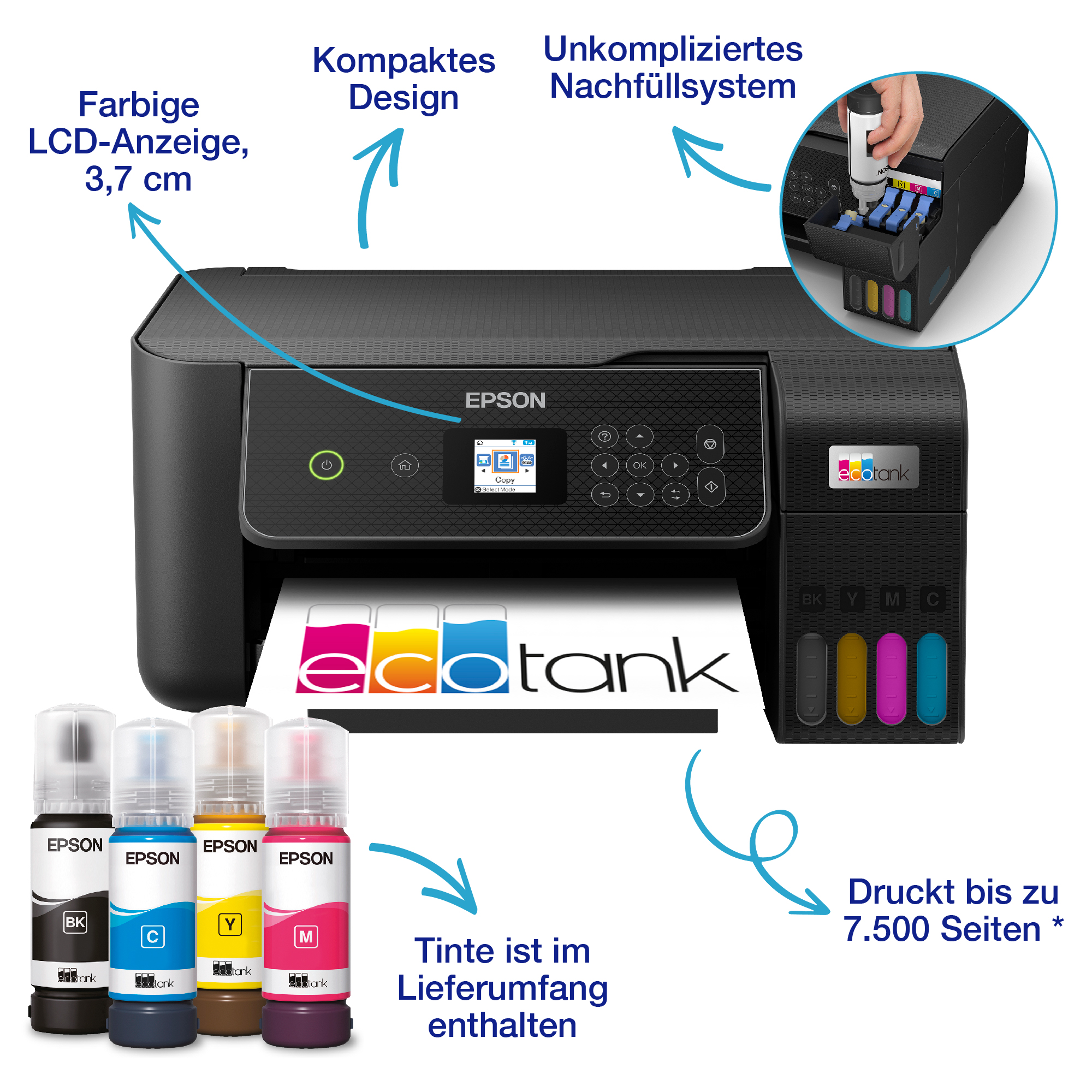 EPSON Ecotank ET-2870 Multifunktionsdrucker, Schwarz