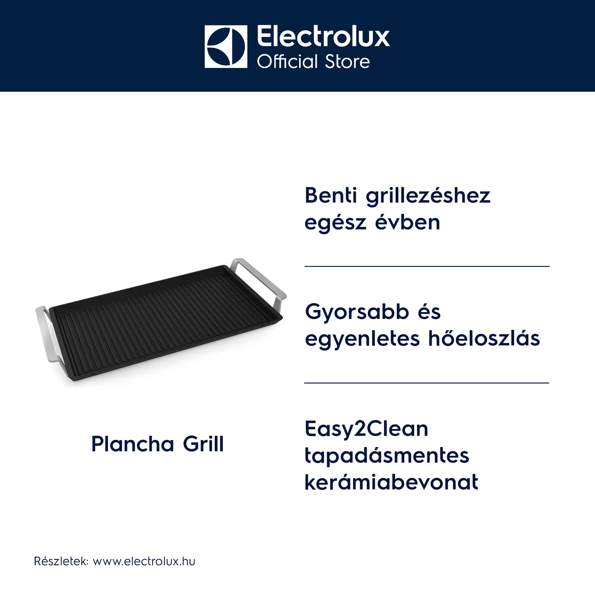 Electrolux Plancha Grill tapadásmentes kerámia bevonattal.