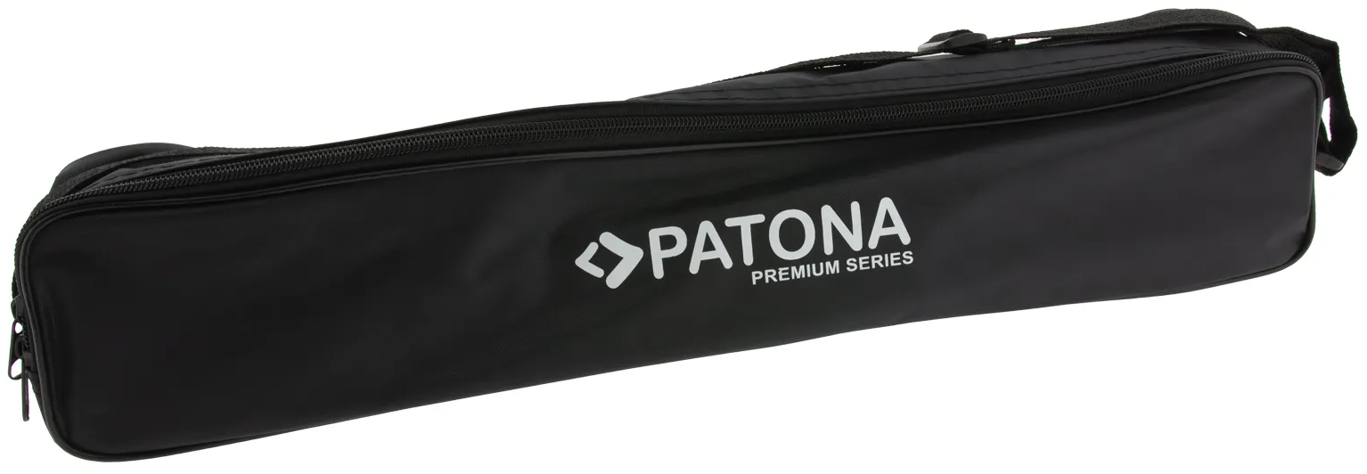 Un sac de transport noir Patona Premium Series avec logo blanc.