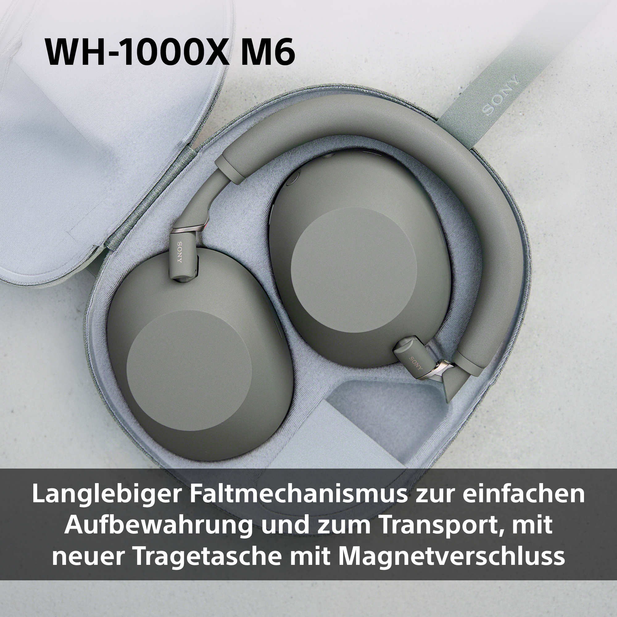 SONY WH-1000XM6 Premium Noise Cancelling, Over-ear Kopfhörer Bluetooth Olive Grau